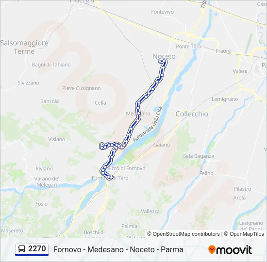 Percorso linea bus 2270