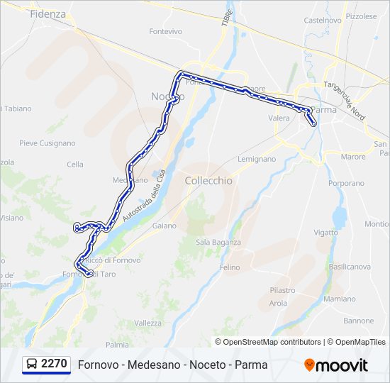 Percorso linea bus 2270