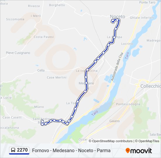 Percorso linea bus 2270