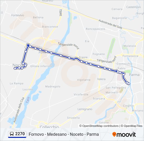 Percorso linea bus 2270