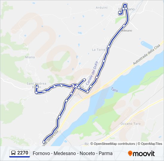 Percorso linea bus 2270