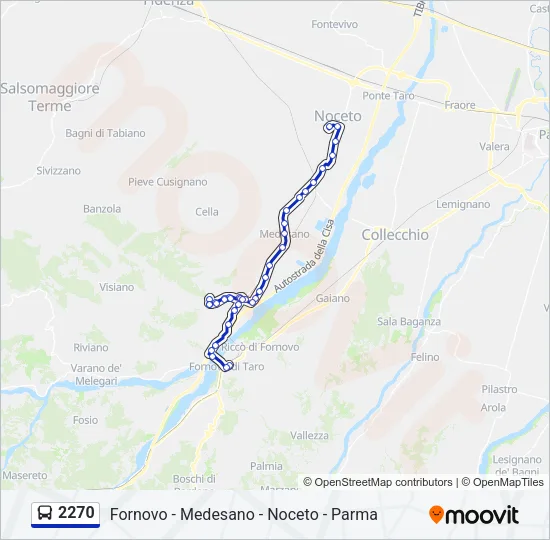Percorso linea bus 2270