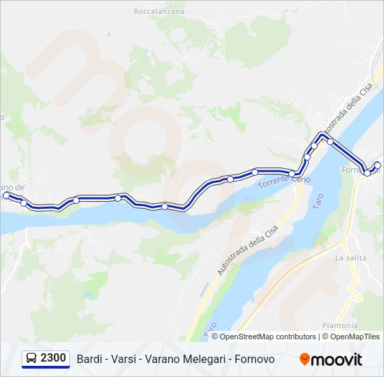 Percorso linea bus 2300