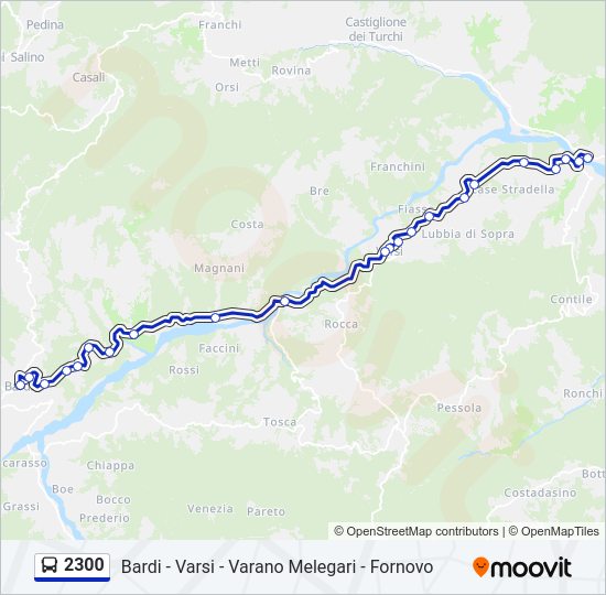 Percorso linea bus 2300