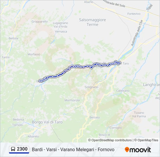 Percorso linea bus 2300