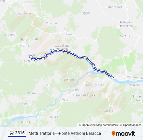 Percorso linea bus 2315