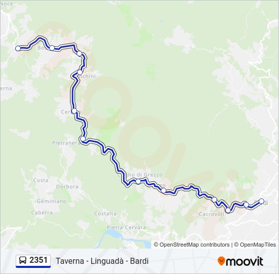 Percorso linea bus 2351