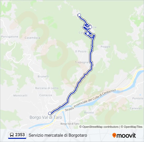 Percorso linea bus 2353