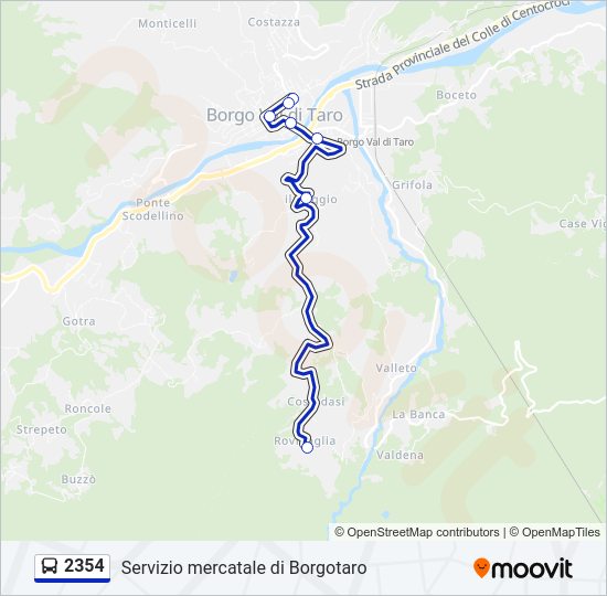 Percorso linea bus 2354