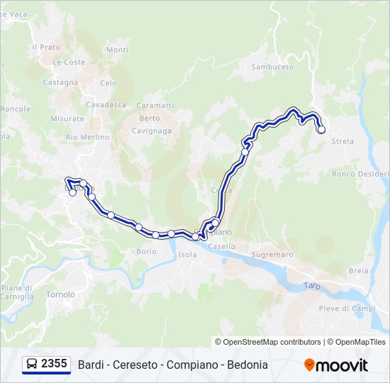 Percorso linea bus 2355