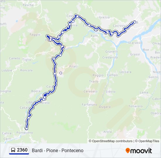 Percorso linea bus 2360