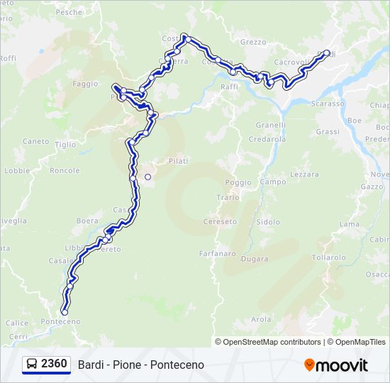 Percorso linea bus 2360