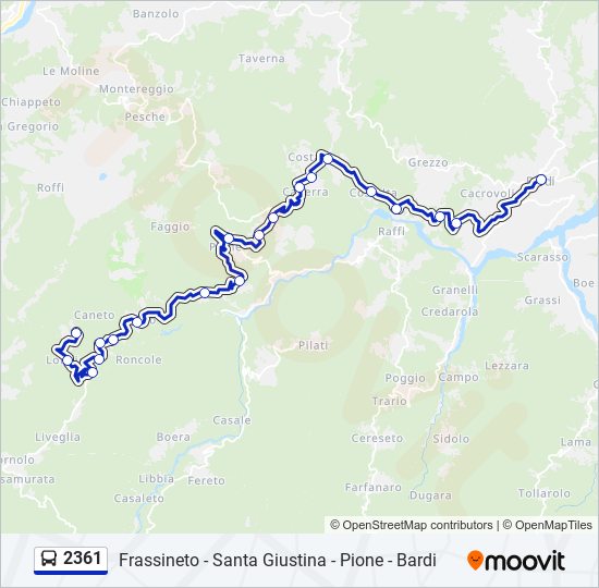 Percorso linea bus 2361