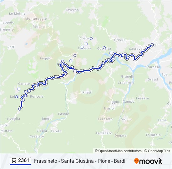 Percorso linea bus 2361