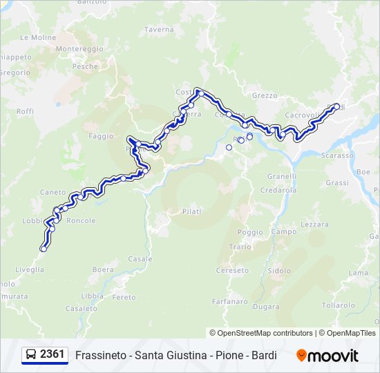 Percorso linea bus 2361