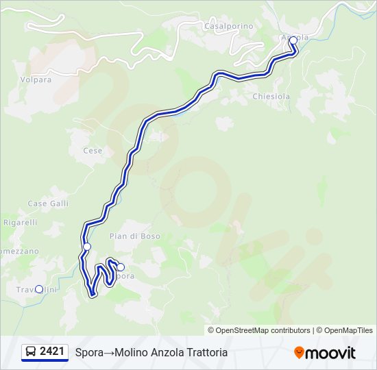 Percorso linea bus 2421