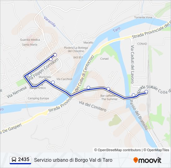 Percorso linea bus 2435