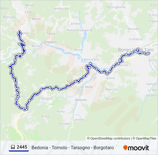 Percorso linea bus 2445