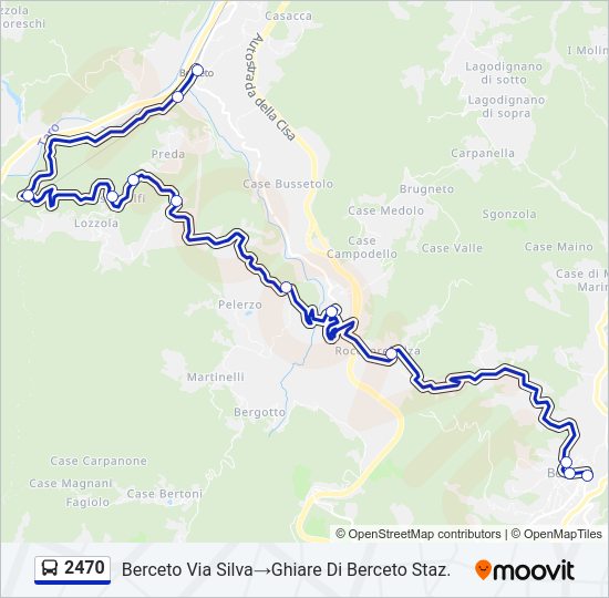 Percorso linea bus 2470