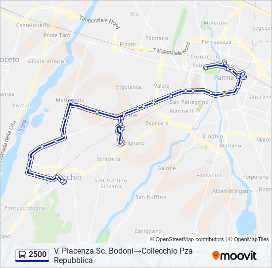 Percorso linea bus 2500