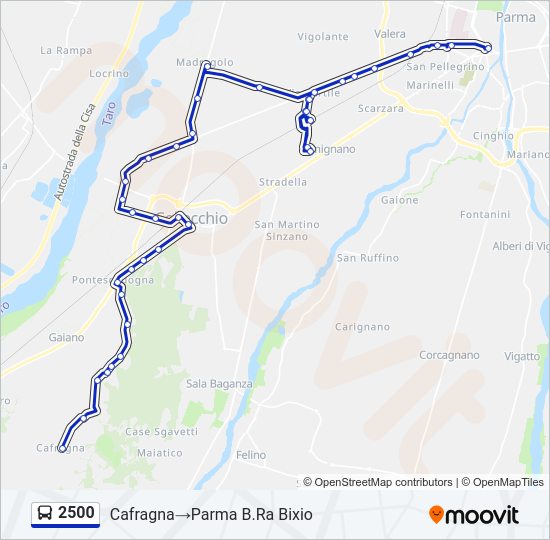 Percorso linea bus 2500