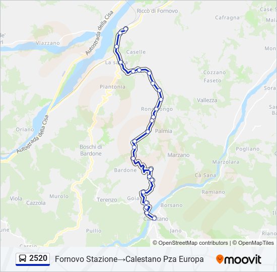 Percorso linea bus 2520