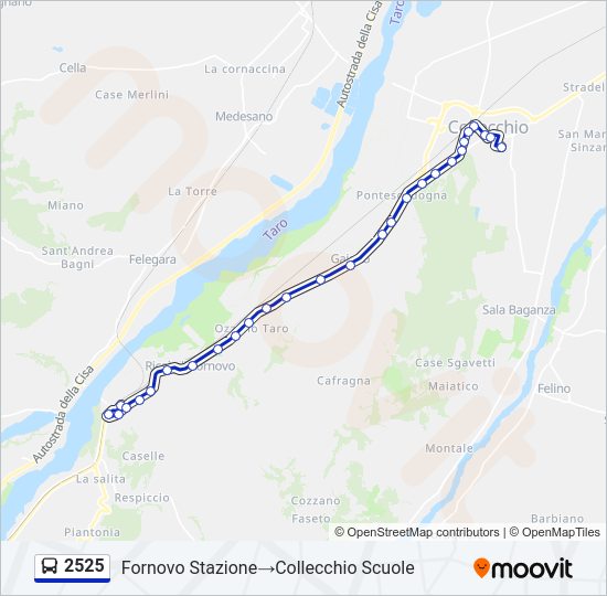 Percorso linea bus 2525