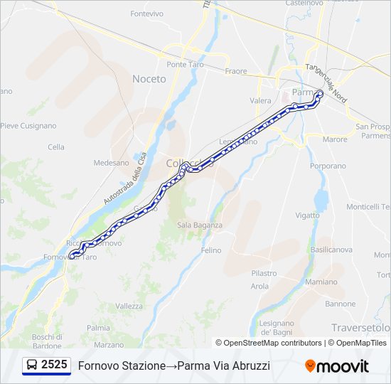 Percorso linea bus 2525