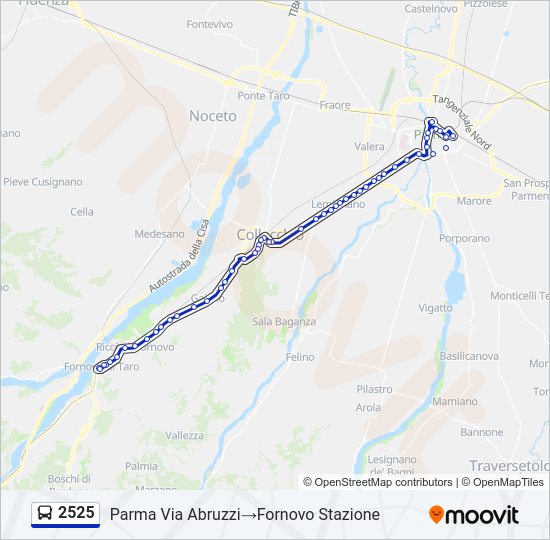 Percorso linea bus 2525