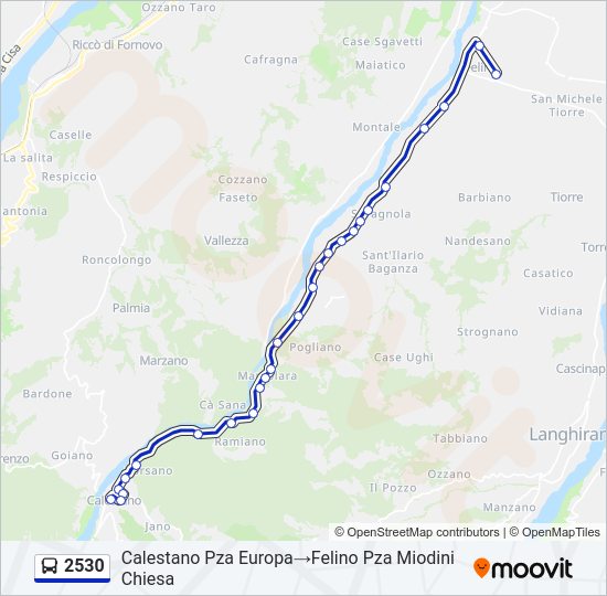 Percorso linea bus 2530