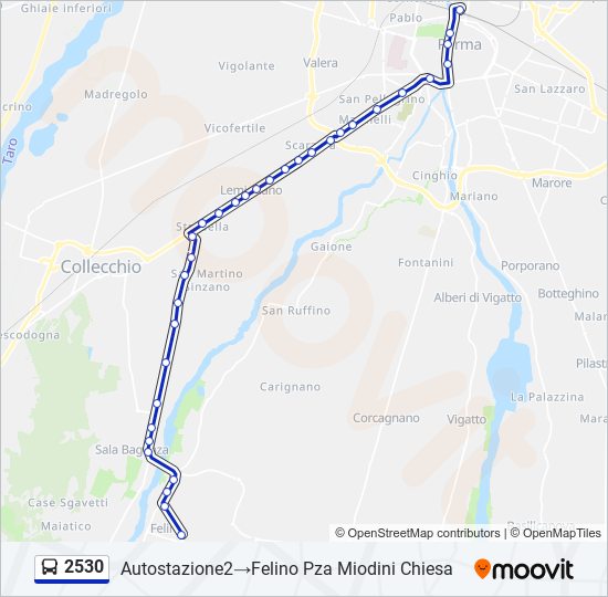 Percorso linea bus 2530