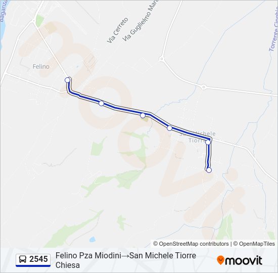 Percorso linea bus 2545