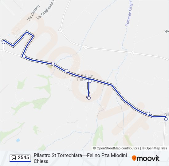 Percorso linea bus 2545