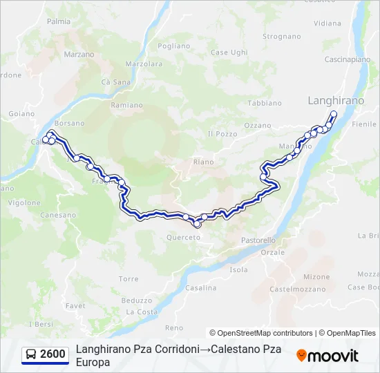 Percorso linea bus 2600