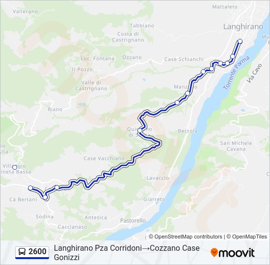 Percorso linea bus 2600
