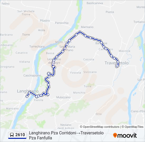 Percorso linea bus 2610