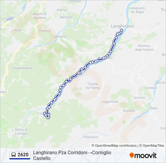 Percorso linea bus 2620