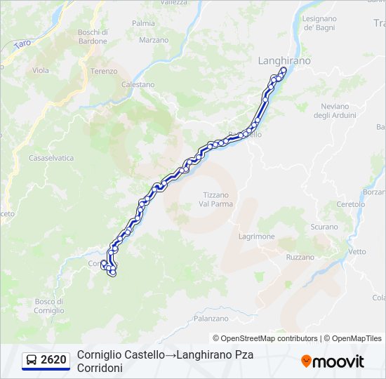 Percorso linea bus 2620