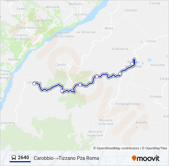 Percorso linea bus 2640