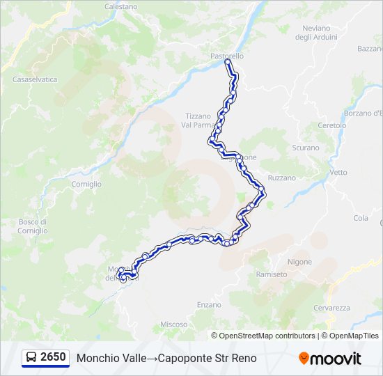 Percorso linea bus 2650