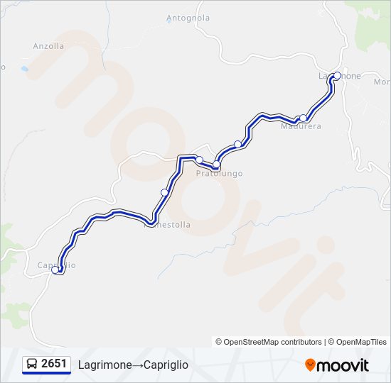 Percorso linea bus 2651