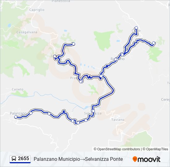 Percorso linea bus 2655