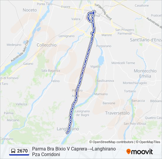 Percorso linea bus 2670