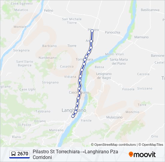 Percorso linea bus 2670