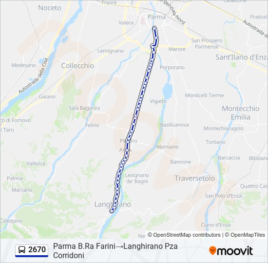 Percorso linea bus 2670