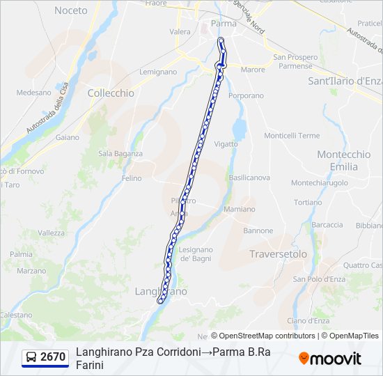 Percorso linea bus 2670