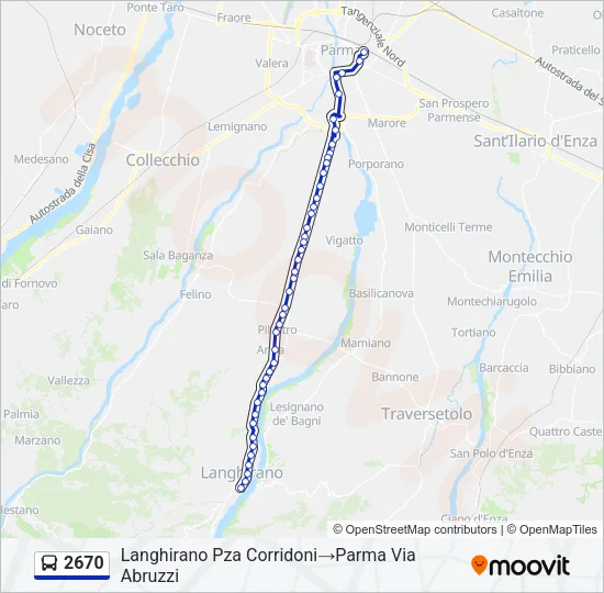 Percorso linea bus 2670
