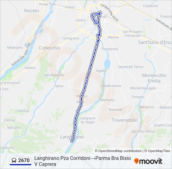 Percorso linea bus 2670