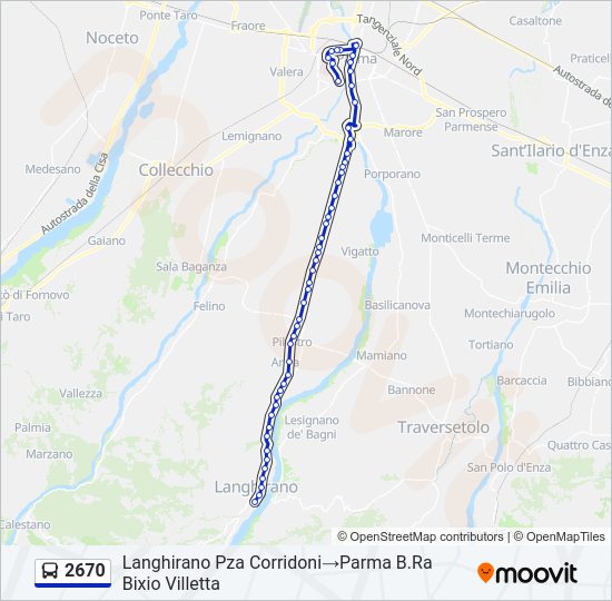 Percorso linea bus 2670