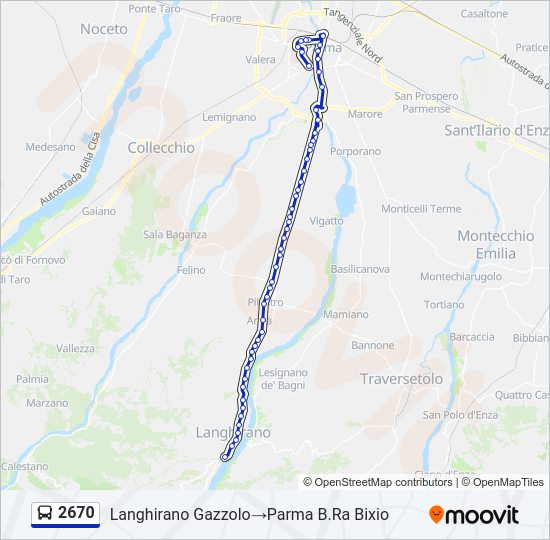 Percorso linea bus 2670